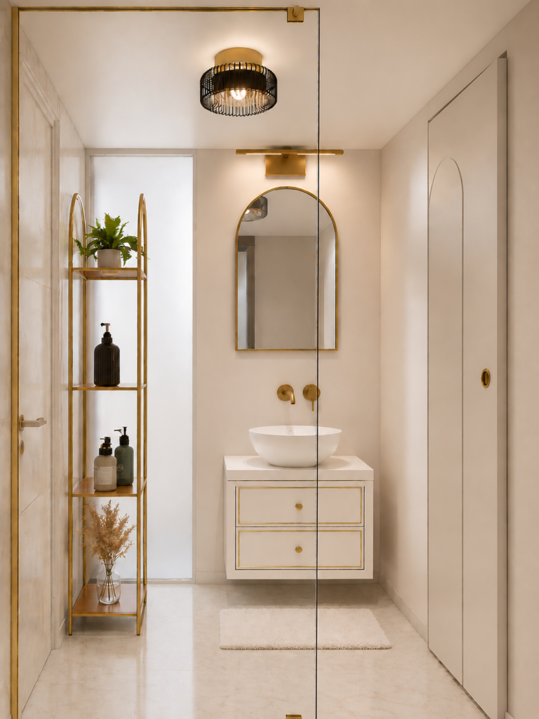 Création d'une salle d'eau sur mesure dans un espace réduit avec optimisation des volumes et décoration contemporaine à Toulouse.
